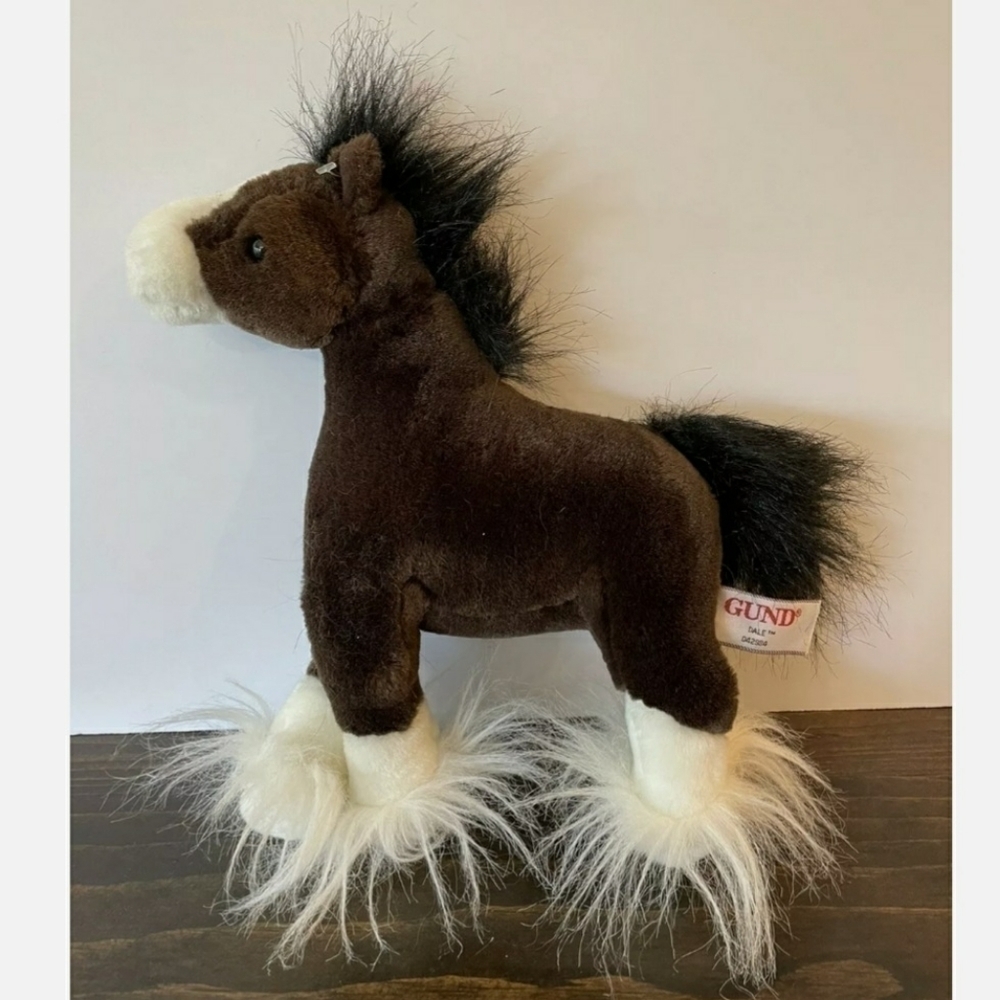 Gund “Dale” Clydesdale Firm Plush Horse Stuffed Animal Realistic Toy Brown White